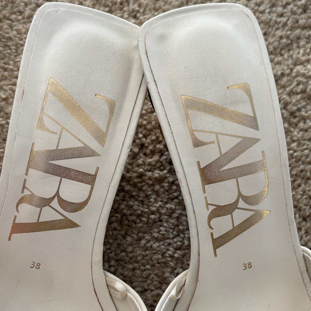 Zara Elegant White and Gold Heels - Picture 2 of 4